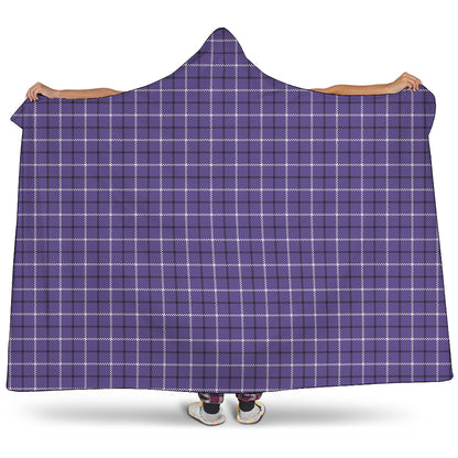 Purple And White Tattersall Print Hooded Blanket