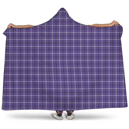 Purple And White Tattersall Print Hooded Blanket