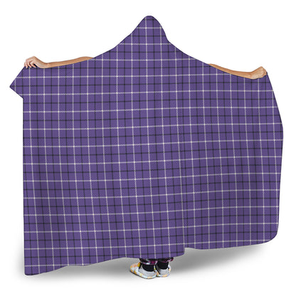 Purple And White Tattersall Print Hooded Blanket