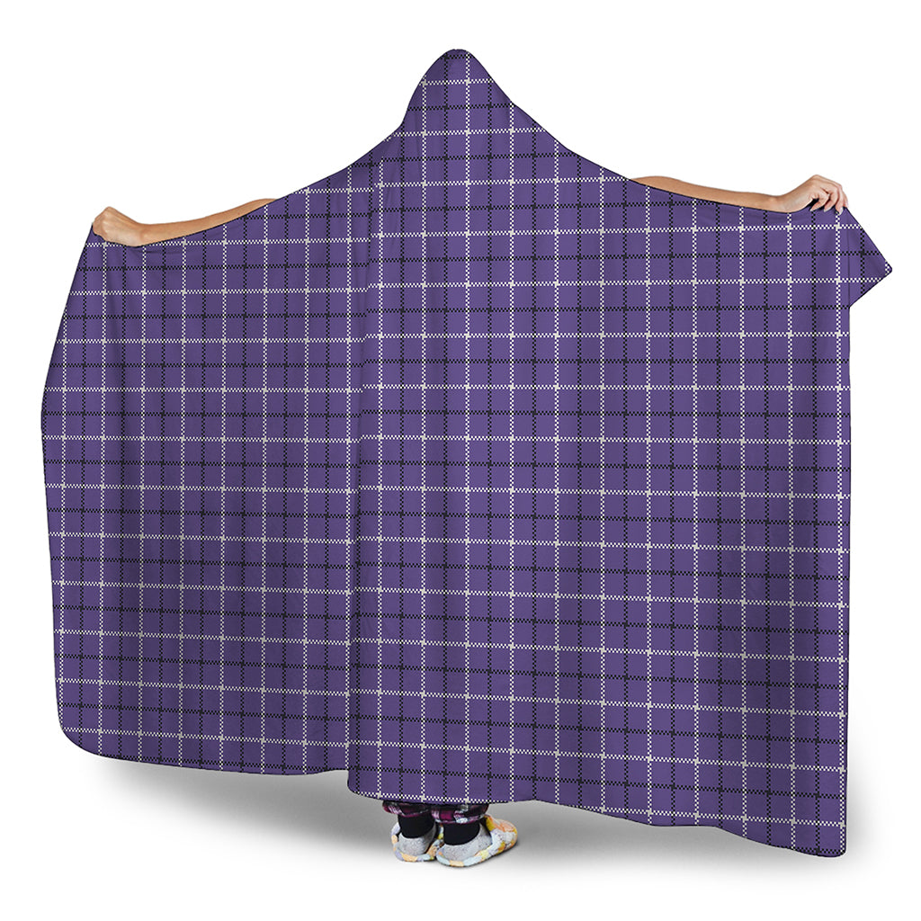 Purple And White Tattersall Print Hooded Blanket