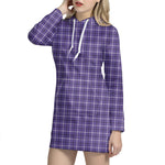 Purple And White Tattersall Print Hoodie Dress
