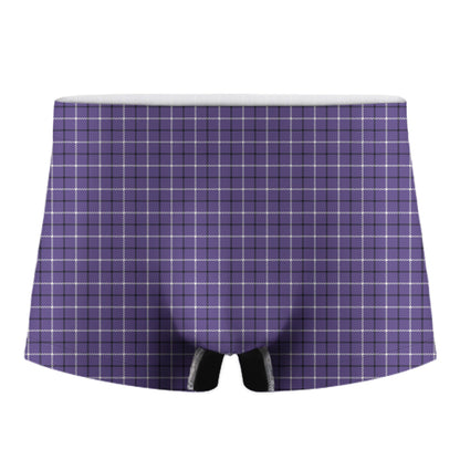 Purple And White Tattersall Print Men's Boxer Briefs