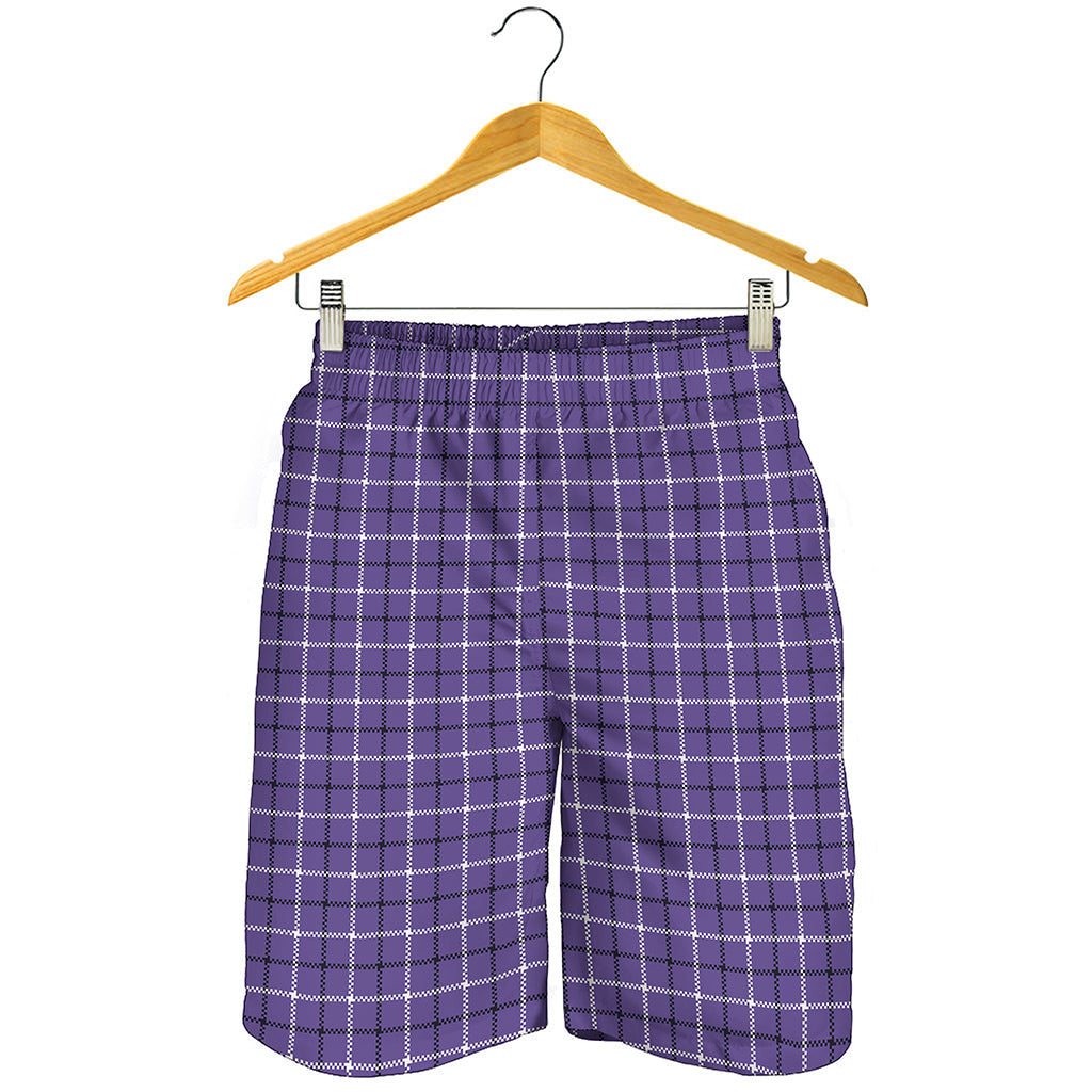 Purple And White Tattersall Print Men's Shorts