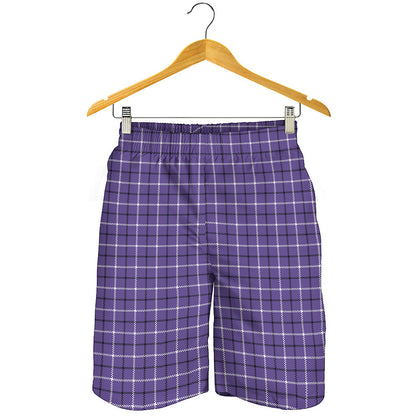Purple And White Tattersall Print Men's Shorts