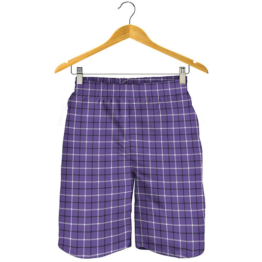 Purple And White Tattersall Print Men's Shorts