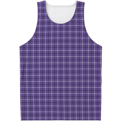Purple And White Tattersall Print Men's Tank Top