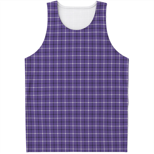 Purple And White Tattersall Print Men's Tank Top