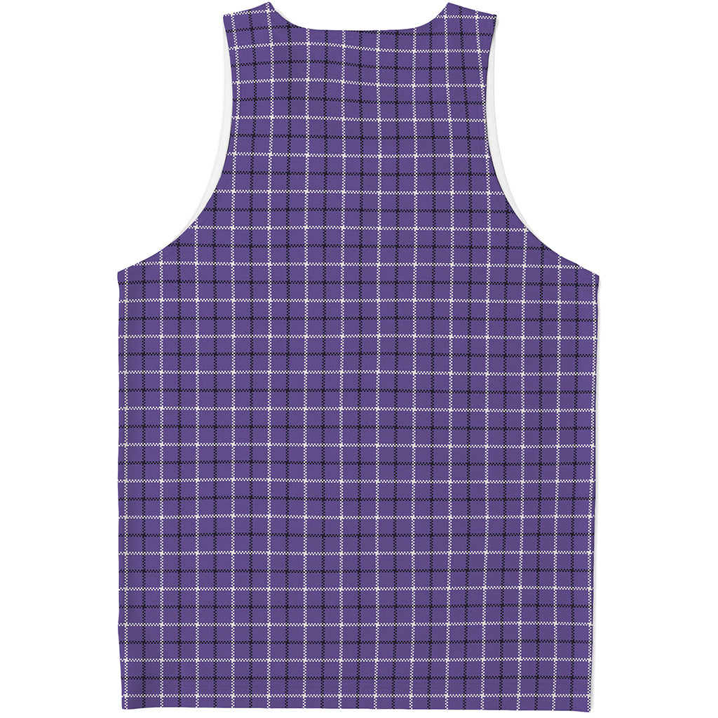 Purple And White Tattersall Print Men's Tank Top