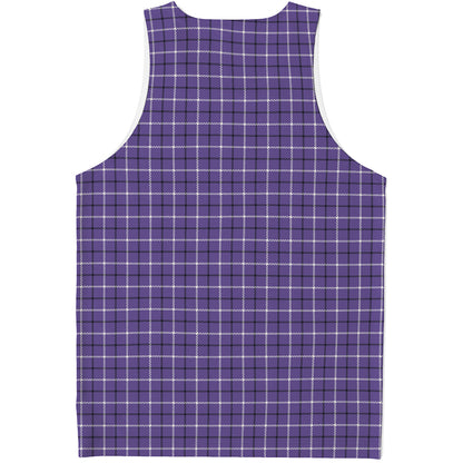 Purple And White Tattersall Print Men's Tank Top