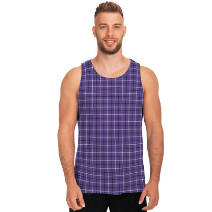 Purple And White Tattersall Print Men's Tank Top
