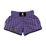 Purple And White Tattersall Print Muay Thai Boxing Shorts