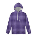 Purple And White Tattersall Print Pullover Hoodie