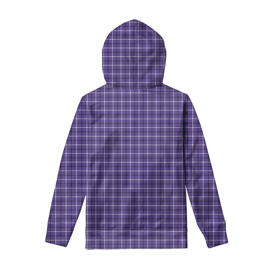 Purple And White Tattersall Print Pullover Hoodie