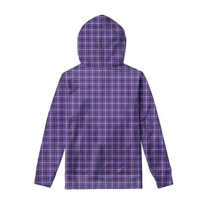 Purple And White Tattersall Print Pullover Hoodie