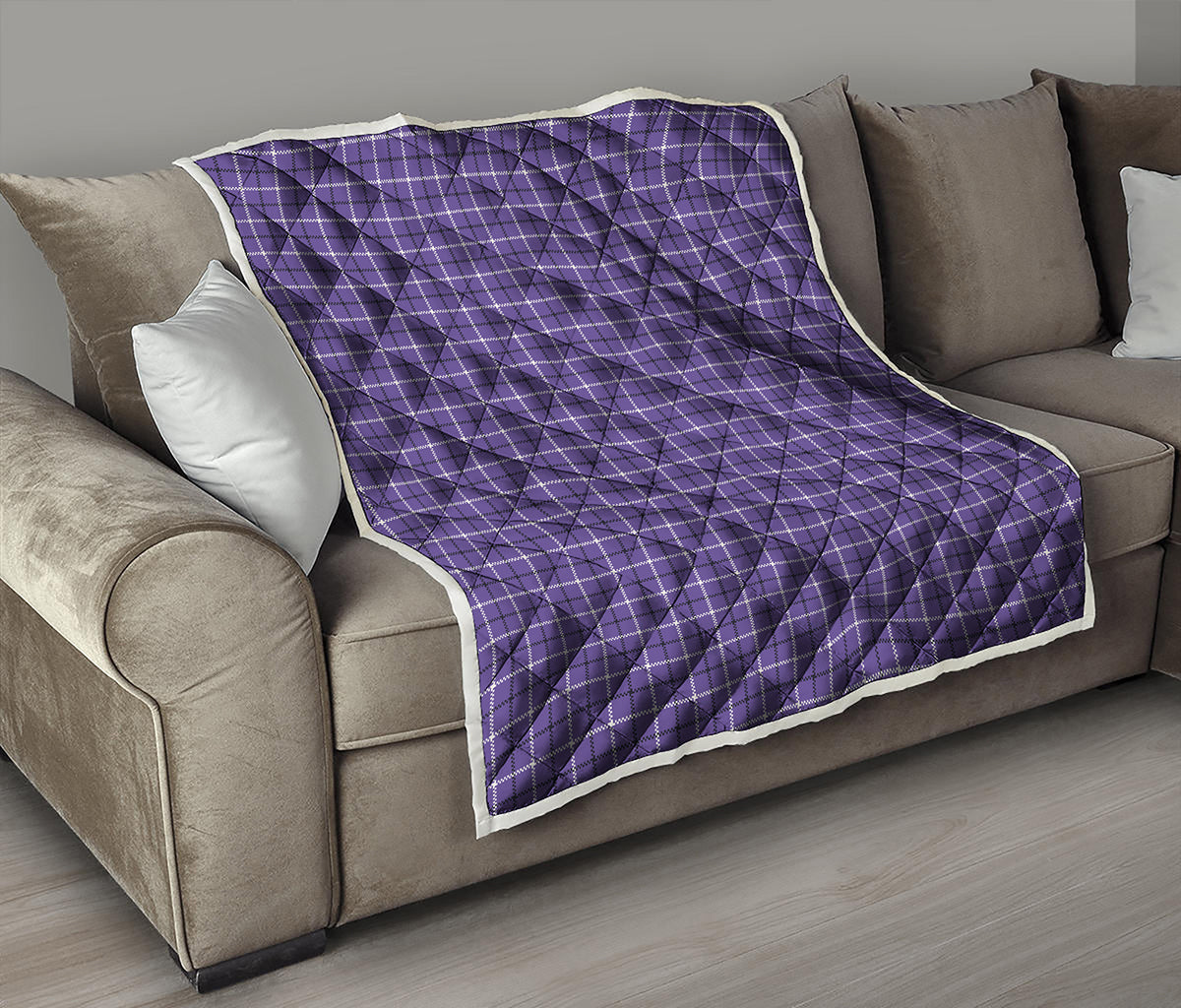 Purple And White Tattersall Print Quilt