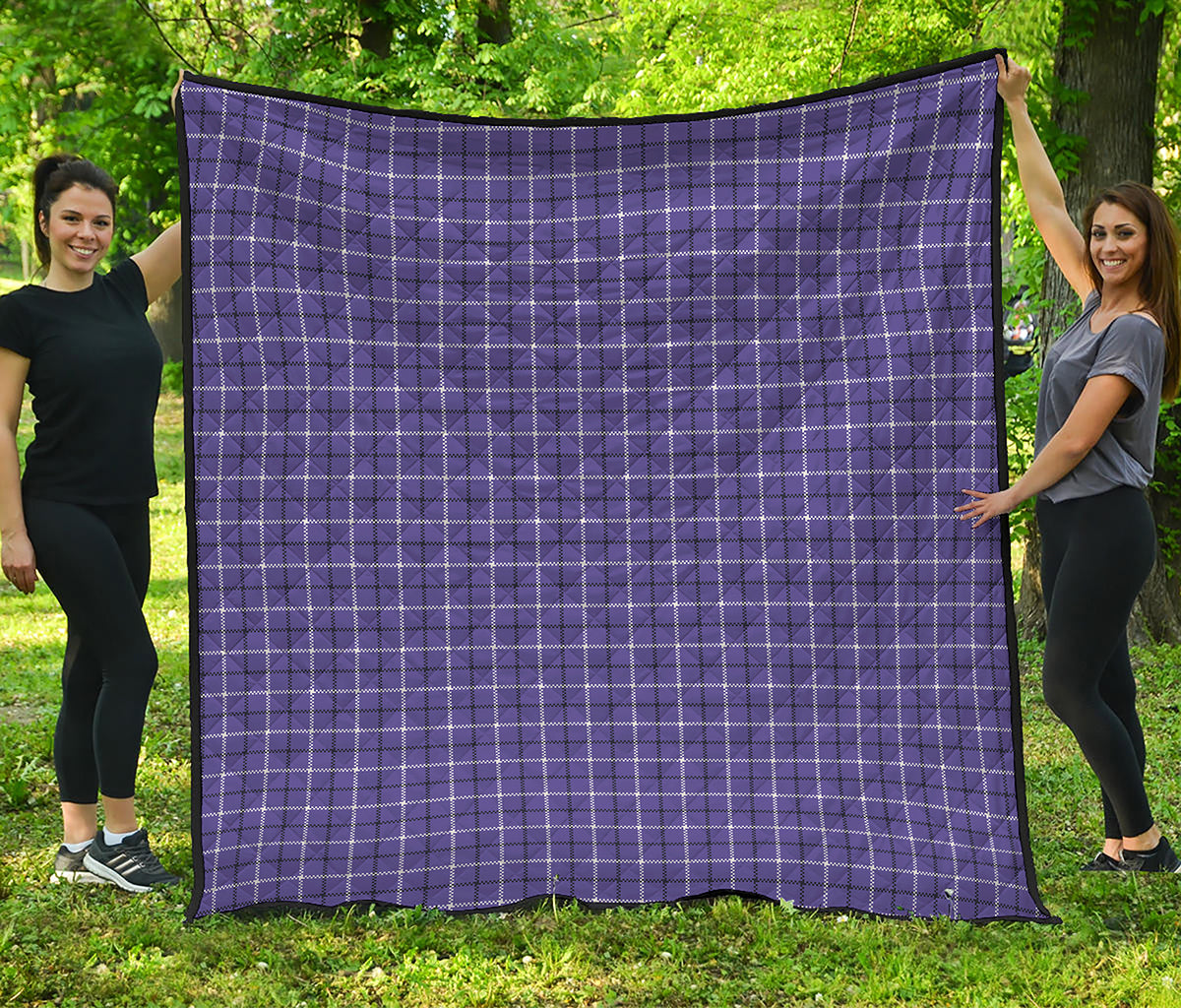 Purple And White Tattersall Print Quilt