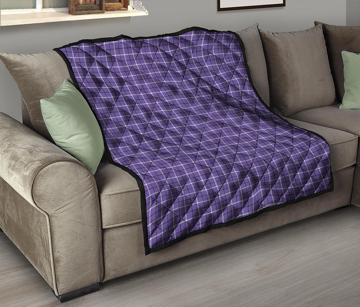 Purple And White Tattersall Print Quilt