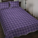 Purple And White Tattersall Print Quilt Bed Set