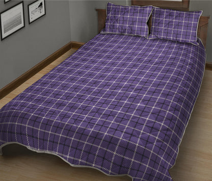 Purple And White Tattersall Print Quilt Bed Set