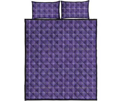 Purple And White Tattersall Print Quilt Bed Set