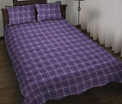 Purple And White Tattersall Print Quilt Bed Set