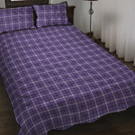 Purple And White Tattersall Print Quilt Bed Set