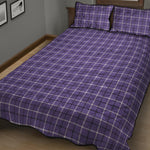 Purple And White Tattersall Print Quilt Bed Set