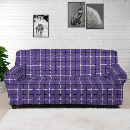Purple And White Tattersall Print Sofa Cover