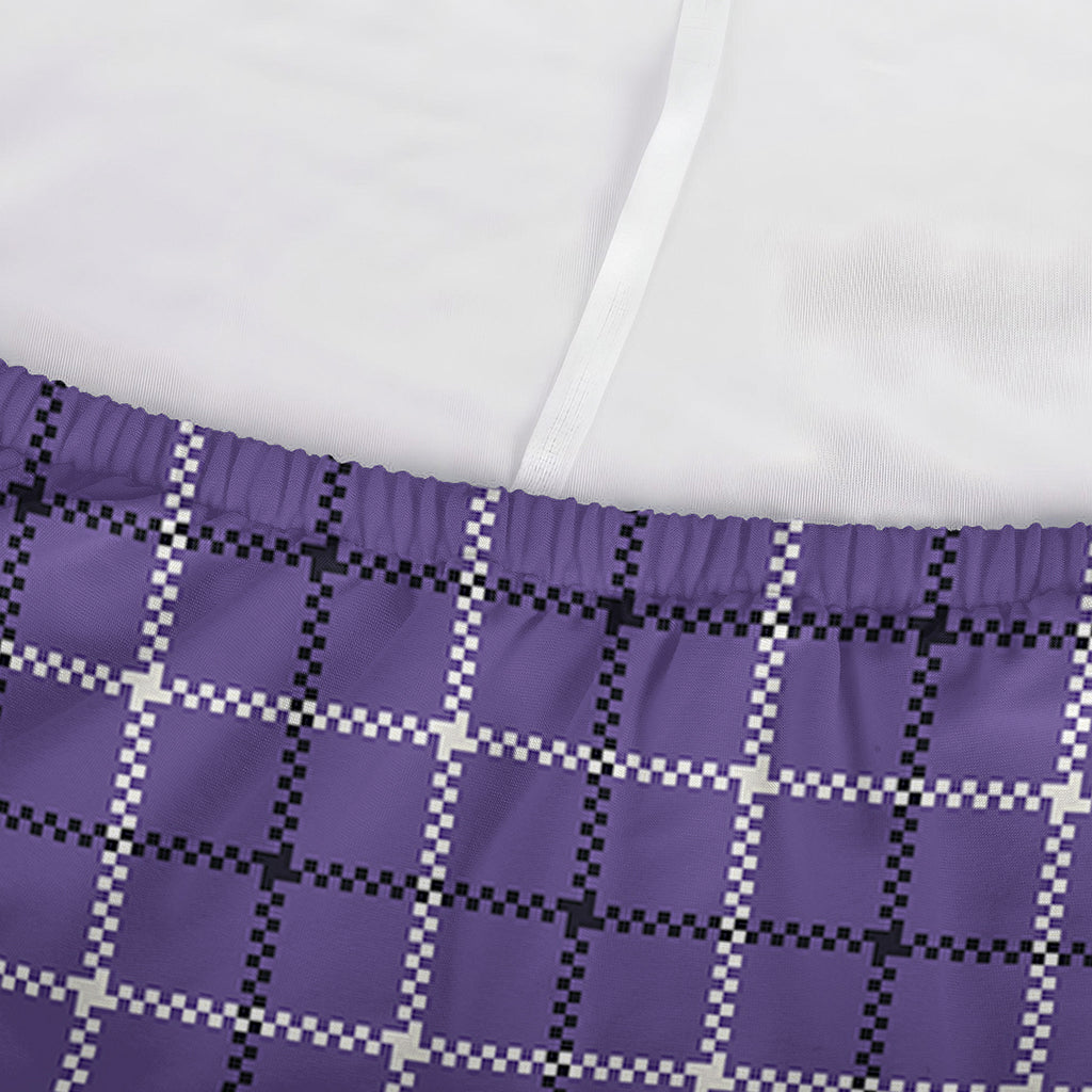 Purple And White Tattersall Print Sofa Cover