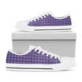 Purple And White Tattersall Print White Low Top Sneakers