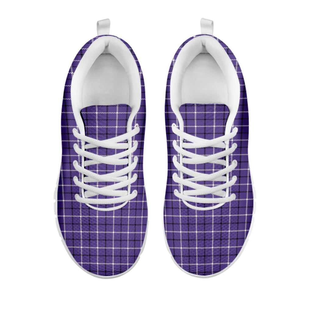Purple And White Tattersall Print White Sneakers
