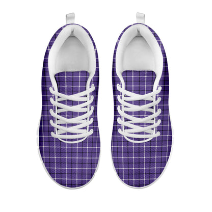 Purple And White Tattersall Print White Sneakers
