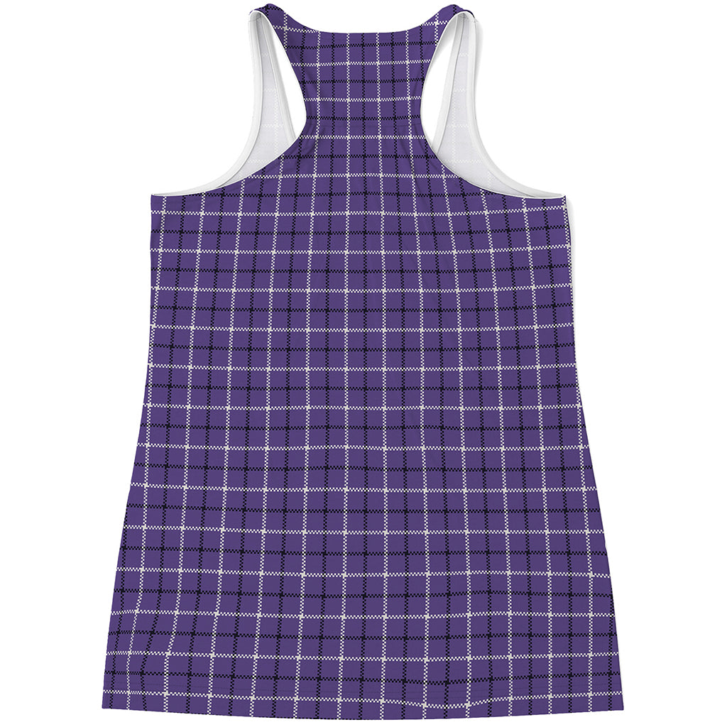 Purple And White Tattersall Print Women's Racerback Tank Top