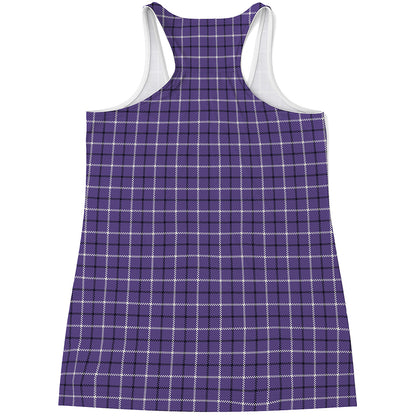 Purple And White Tattersall Print Women's Racerback Tank Top