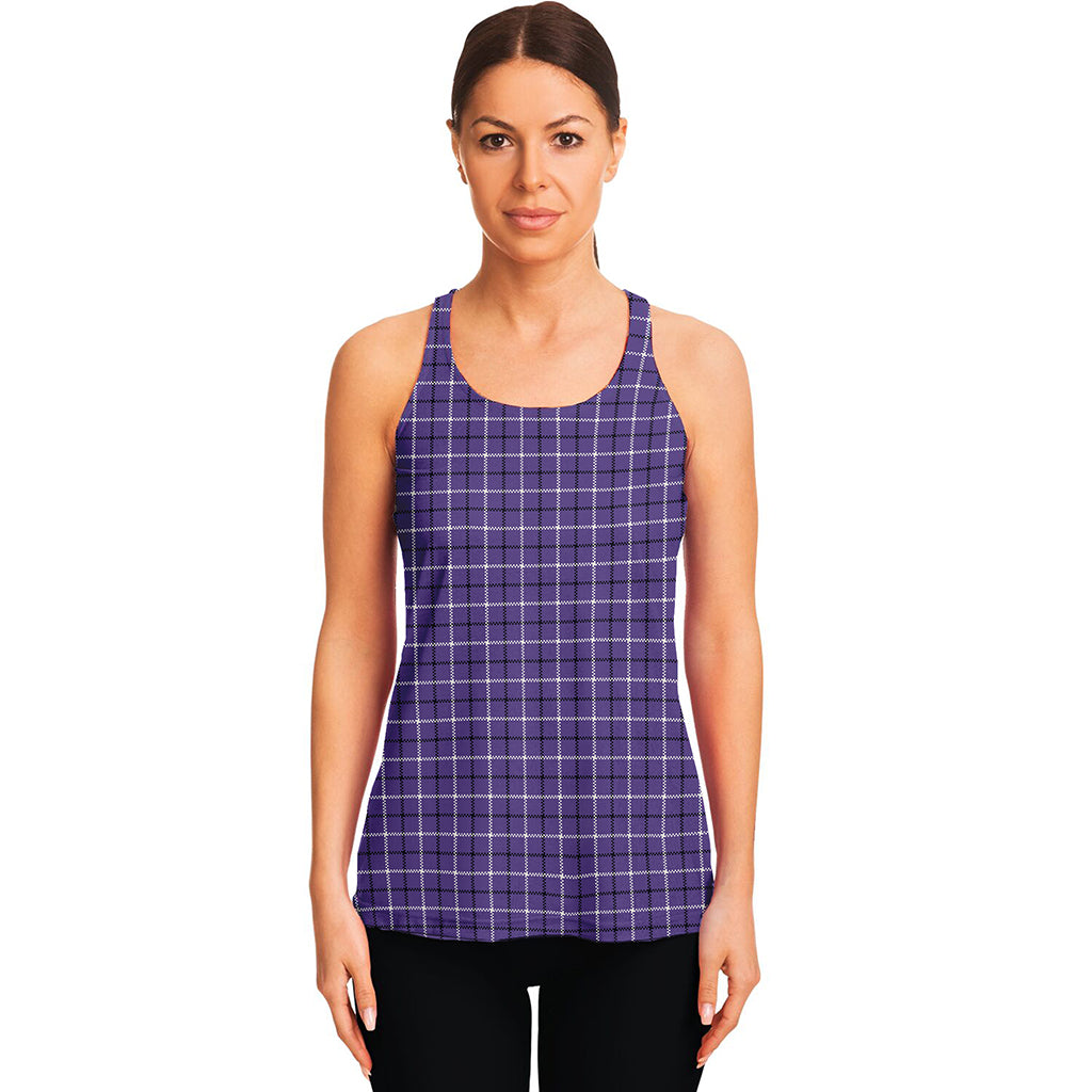 Purple And White Tattersall Print Women's Racerback Tank Top