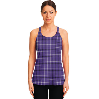 Purple And White Tattersall Print Women's Racerback Tank Top