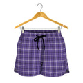 Purple And White Tattersall Print Women's Shorts