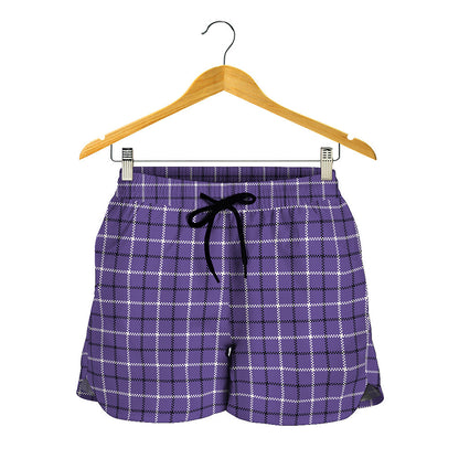 Purple And White Tattersall Print Women's Shorts
