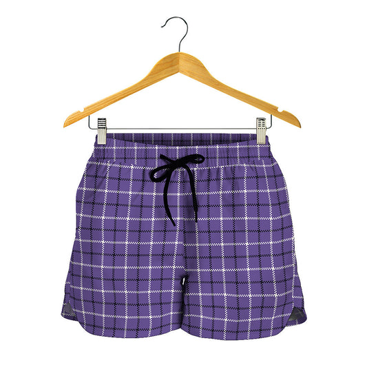 Purple And White Tattersall Print Women's Shorts