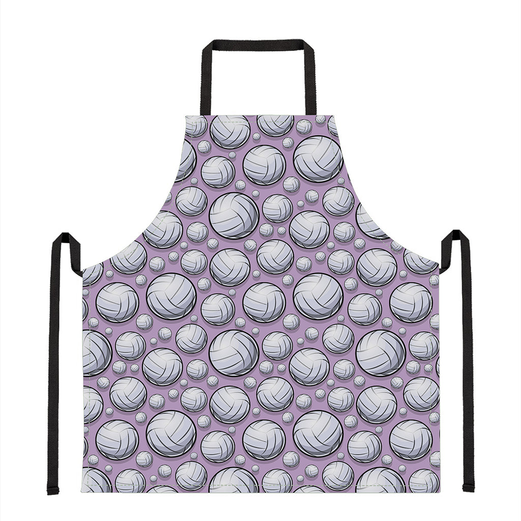Purple And White Volleyball Print Apron