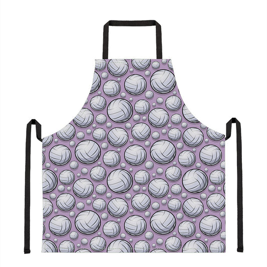 Purple And White Volleyball Print Apron