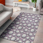 Purple And White Volleyball Print Area Rug