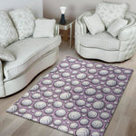 Purple And White Volleyball Print Area Rug