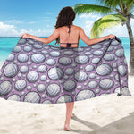Purple And White Volleyball Print Beach Sarong Wrap