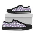 Purple And White Volleyball Print Black Low Top Sneakers