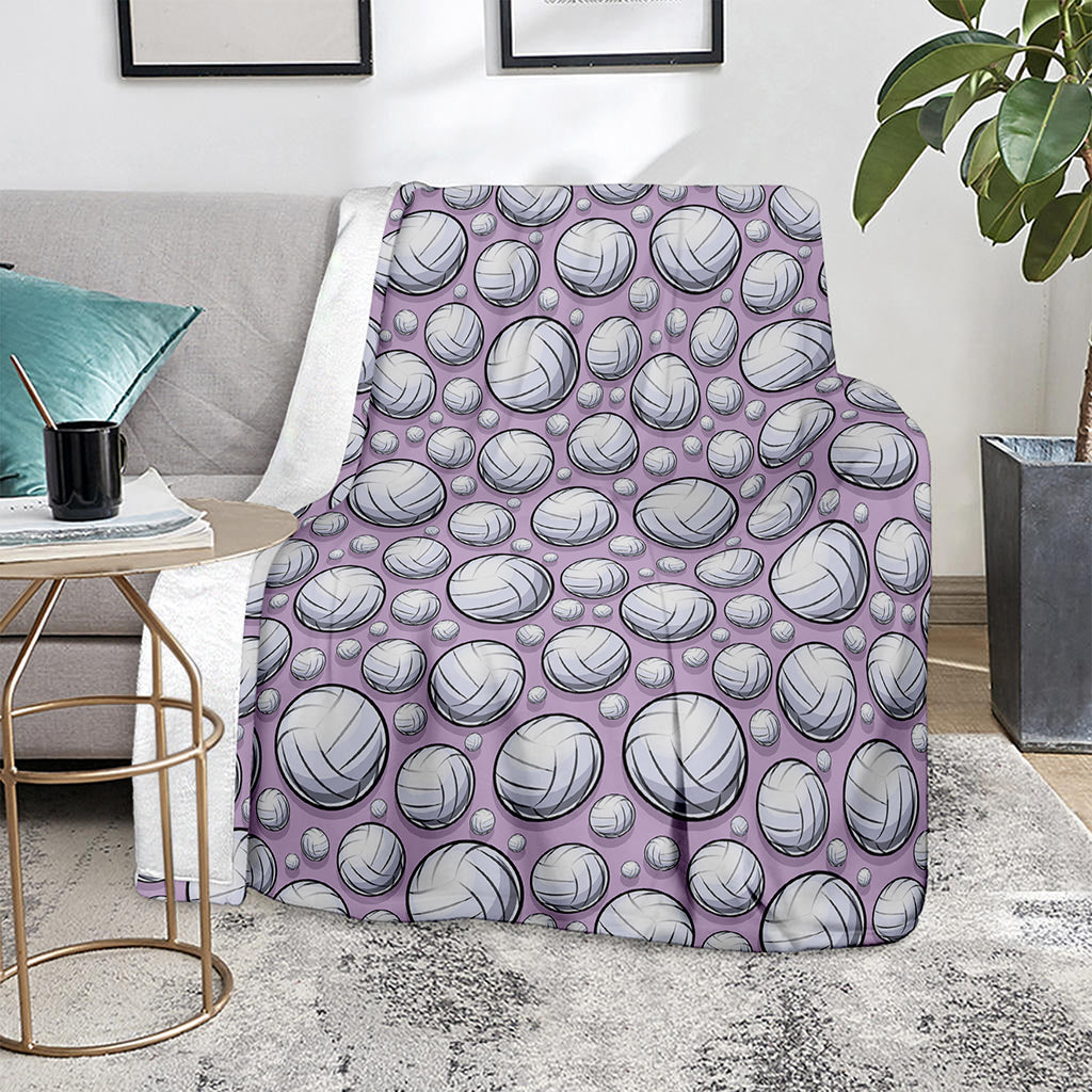 Purple And White Volleyball Print Blanket