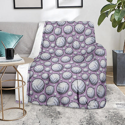 Purple And White Volleyball Print Blanket