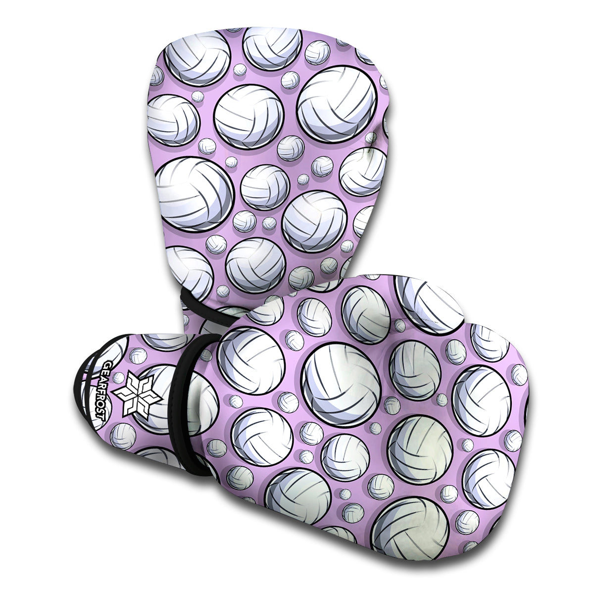 Purple And White Volleyball Print Boxing Gloves