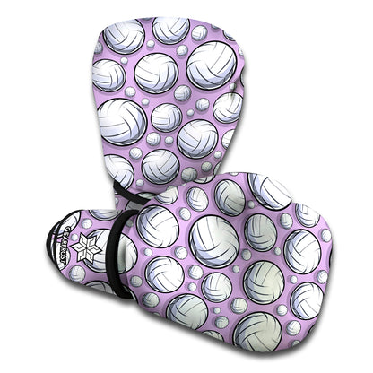 Purple And White Volleyball Print Boxing Gloves