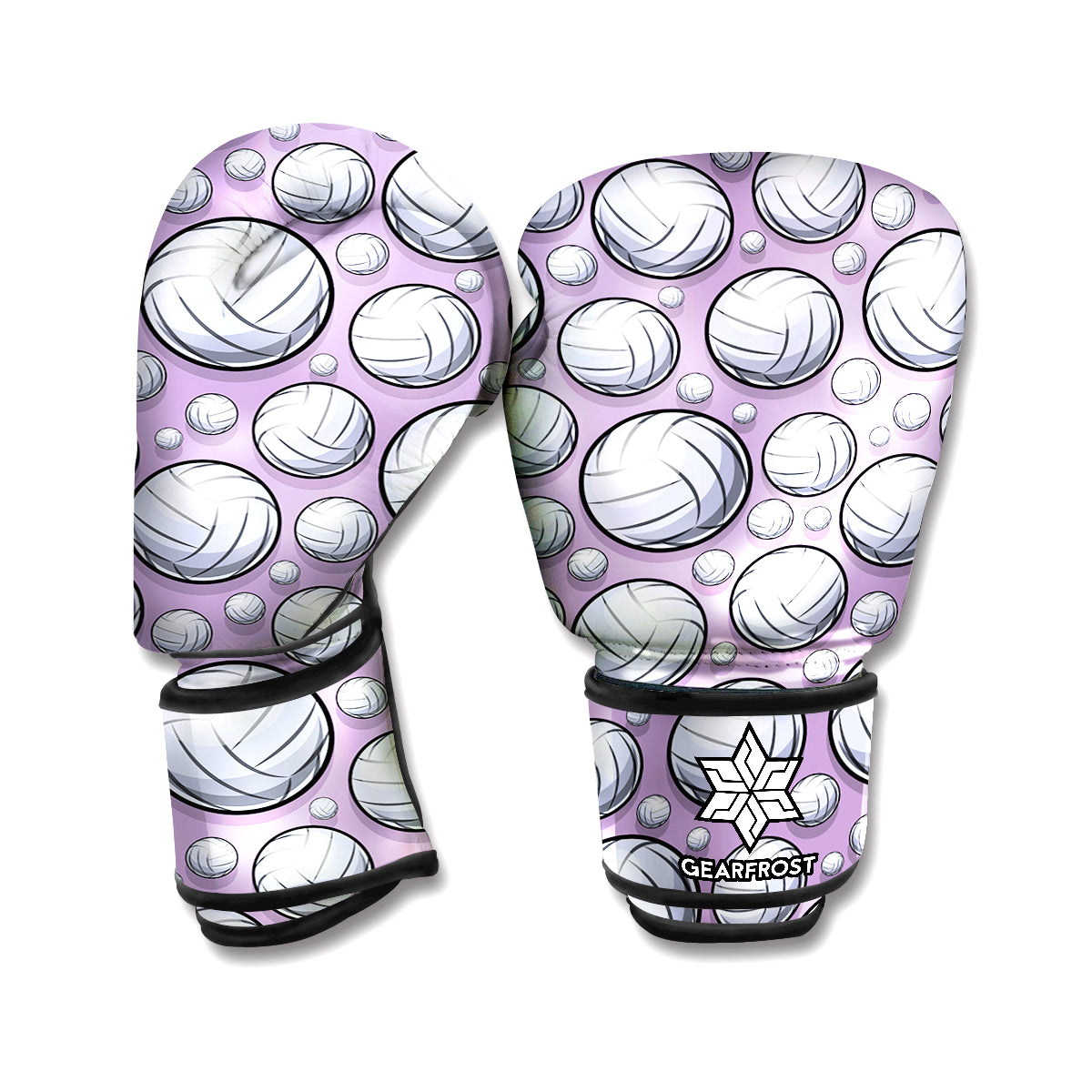 Purple And White Volleyball Print Boxing Gloves